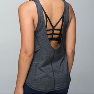 Lululemon dark grey tank with low back & snaps on shoulder straps to secure bra